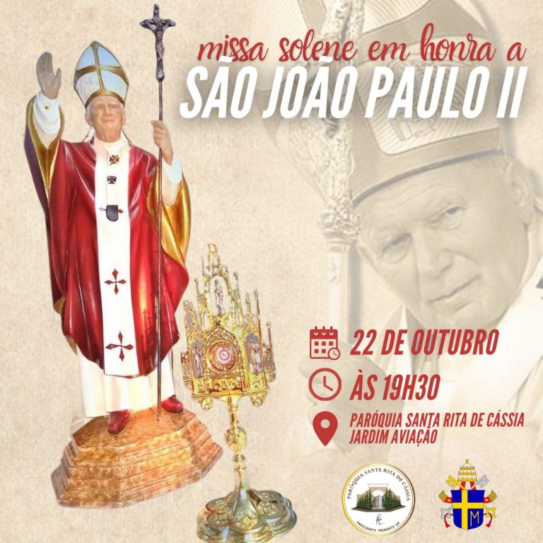 Leia mais sobre o artigo Missa Solene em honra ao santo papa João Paulo II